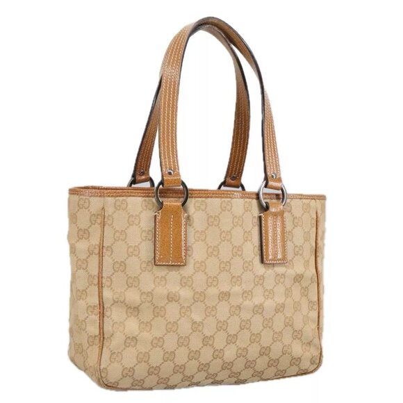 GUCCI GG Canvas Shoulder Bag Beige 113019 Auth - Picture 1 of 16
